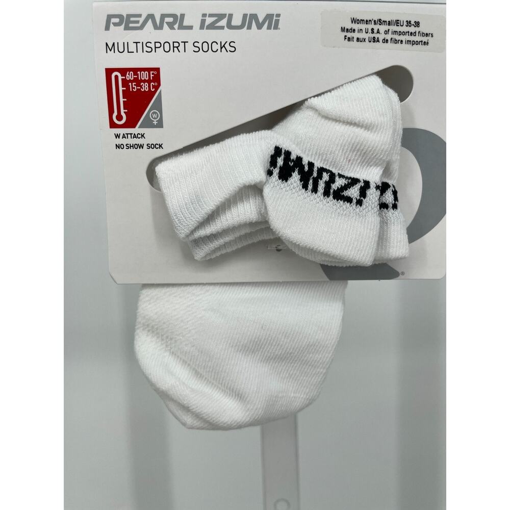 Pearl Izumi Womens Attack No Show Socks S White Quick Dry Made in USA 14251704